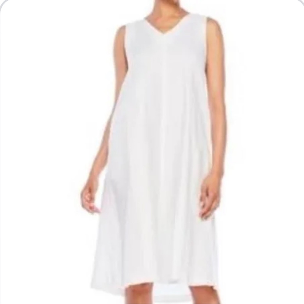 Philosophy Elegant White Linen Sleeveless Dress